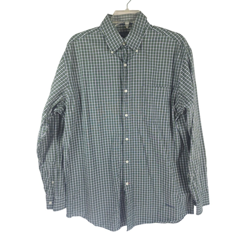 Daniel Cremieux Mens L Plaid Button Down Shirt Blue Green Preppy Grandpacore
